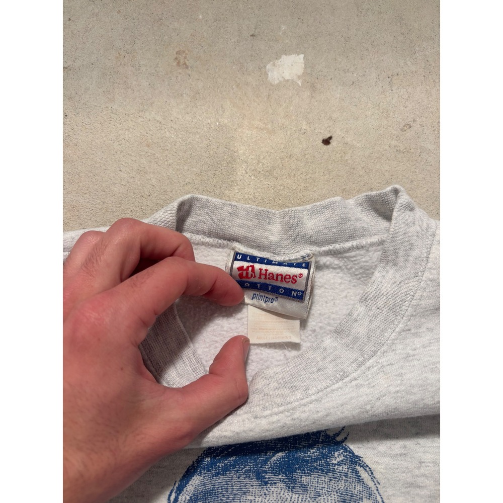 Vintage Hanes Cotton Gerber Baby Graphic Sweatshirt Gray Mens Large 90s Crew - Picture 3 of 6